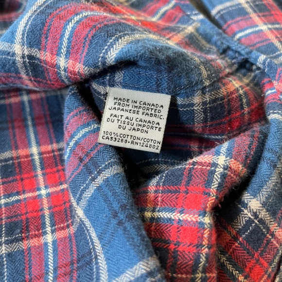 Naked & Famous Button Down Plaid Long Sleeve Shirt - Men's Size M - Blue Red - Picture 5 of 9